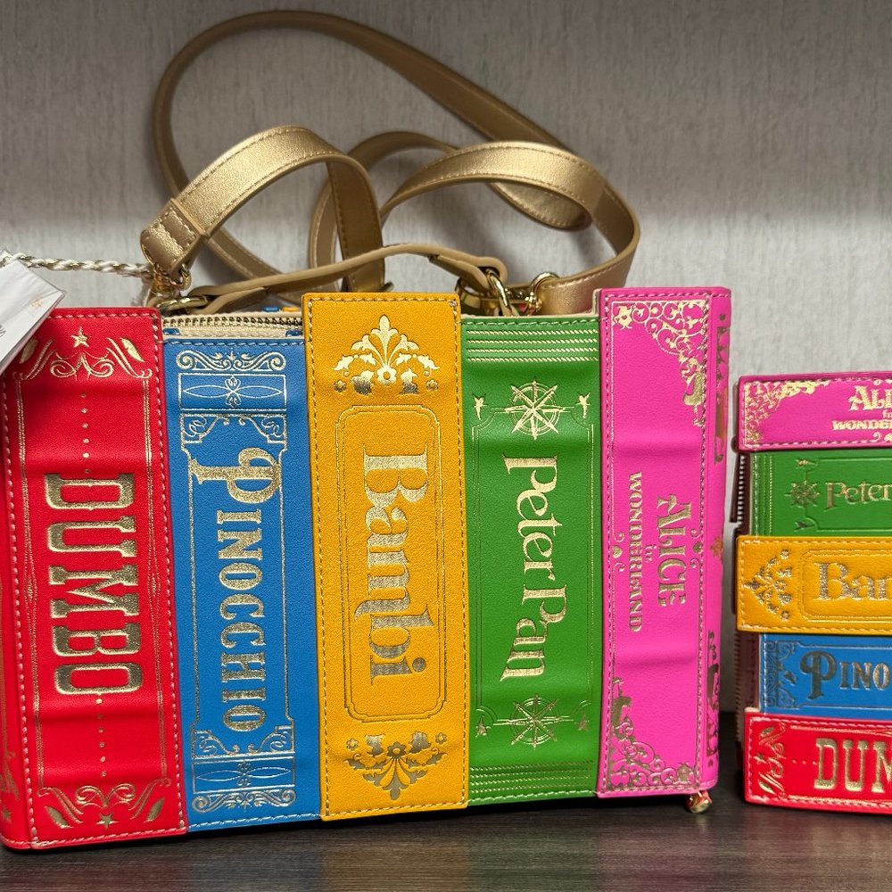 Disney Loungefly Classic Books Crossbody Bag WITH Wallet and Pin